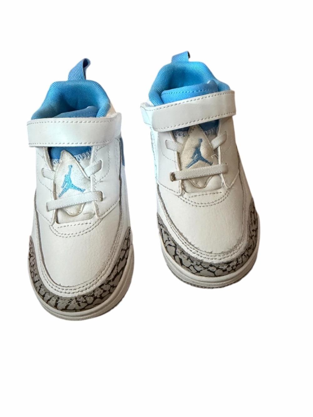 Jordan Kids White and Blue Velcro Sneakers